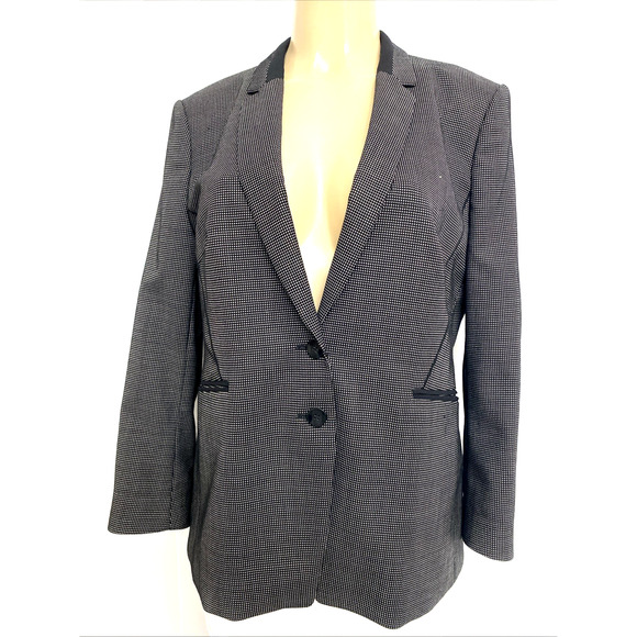 BOSS HUGO BOSS Jelisana Jacket Blazer Two Button Wool Black White Dot 12 L - Picture 3 of 9